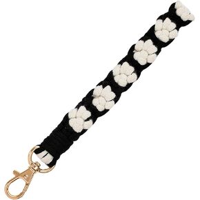 Macrame Keychain Wristlet Lanyard for Women & Girls, Cute Boho Woven Bracelet with Clip Hook for Keys, ID Badges