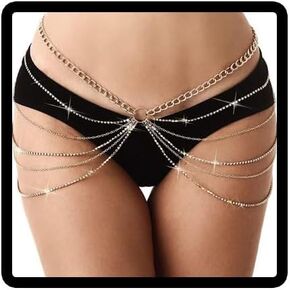 Clataly Crystal Waist Chain Multi-layer Tassel Body Chains Thigh Chain Sexy Bikini Chain Jewelry Accessories Adjustable for Women