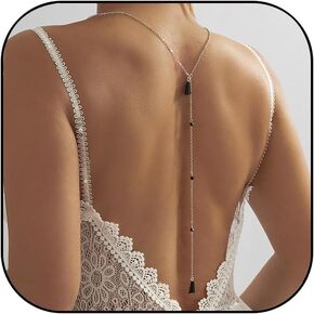Sexy Back Chain for Women Bridal Wedding Backdrop Necklaces Crystal Pearl Back Necklace for Backless Dress Simple Summer Body Chain Jewelry