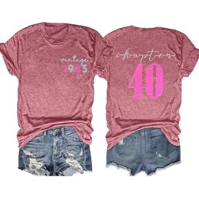 40th Birthday Gift T-Shirt Women Vintage 1985 Birthday Party Shirt Casual Short Sleeve 40 Bday Shirt Tee Tops