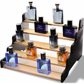 Wood Cologne & Perfume Organizer for Men - 5 Tier Display Stand for Bedroom Decor Party Decor, Makeup Vanities, Kitchen Storage Cupcakes, Desserts or Gifting