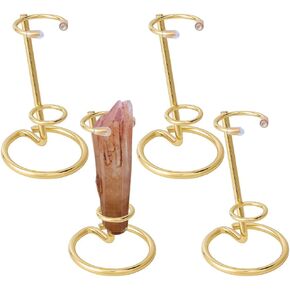 NBEADS 4 Pcs Small Crystal Wand Display Stand, Iron Arms Display Stand Display Easel Holder for Small Gemstones Crystal Mineral Agate 2.4x3.7 inch, Black