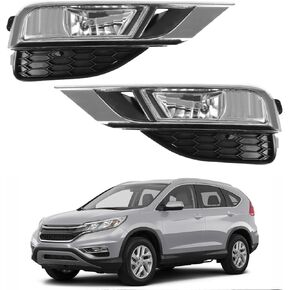 WFLNHB 2 Pack Clear Fog Light Kit Replacement for 2015 2016 Honda CR-V Left+Right Side Bumper Lamps with Switch Bulbs Bezels HO2593140C HO2592140C