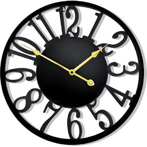 Large World Map Wall Clock, 24 Inch Big Metal Outdoor Clock Silent Battery Operated, Retro Decorative Clock for Farmhouse, Dinner, Living Room, Pool Area, Patio (Black - Bronze Arabic)