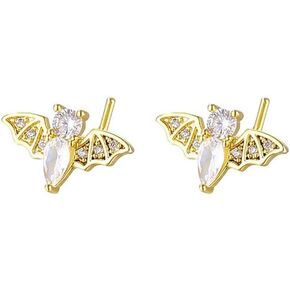 20G Bat L-Shaped Nose Rings for Women Girls Stainless Steel Cubic Zirconia Bat Nose Studs Sparkling Nose Piercing Jewelry