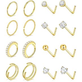 Nose Rings Hoops for Women Nose Studs Jewelry Piercings Surgical Stainless Steel Hypoallergenic