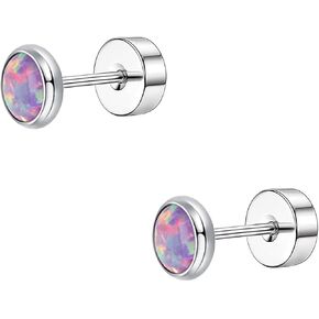 1 أزواج G23 Titanium 20g 3mm/4mm/5mm أزرق/أبيض/أرجواني تم إنشاؤه المسمار المسمار الأوبال الخلفي الخلفي Barbell خارجيا ثقب شفة stud atring labret monroe lip ring tragus bar lehgth 6mm