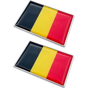 2 Pcs 3D Belgium Belgians Flag Metal Car Stickers Chrome Decals,2.3 x 1.6 Inch Metal Truck Stickers,Patriotic Car Motorcycle Emblem.