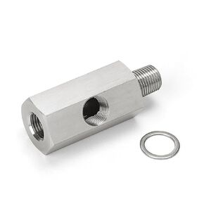 1/8NPT Oil Pressure Sensor Tee Adapter, 1/8 NPT Female to 1/8 NPT Male with 1/8 NPT Side Gauge Port, Stainless Steel, Silver