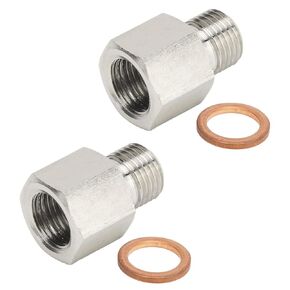 Pressure Gauge Sender Adapter 1/8in NPT Female to M10 x1.0 Male Stainless Steel Oil Reducer Adapter Pressure Gauge Adapter with Washer
