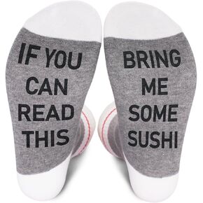 Funny Socks - If You Can Read This Bring Me Food - Novelty Gifts for Women & Men - Red & White Striped Socks