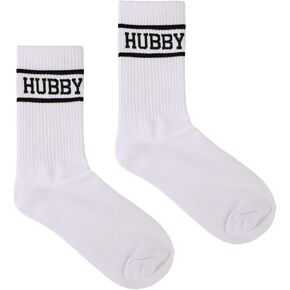 Hubby Socks for the Stylish Newlywed Chic, White with Black Text Husband Socks Soft & Comfy Honeymoon Essential Ideal Gift for Hubby on Anniversary Birthday Wedding