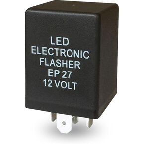 EP27 LED Flashing Relay, 12V 5-pin Normally Open Single Coil Latching Relay, Plug and Play Accessory, Universal Fit for Most Cars (Black)