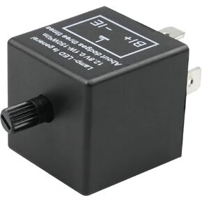 LED Steering Flasher Relay, Flame Retardant Case Fixed Frequency Solution Adjustable CF13KT Relay, Plug and Play Retrofit Replacement Part, Suitable for Most Cars (Black)