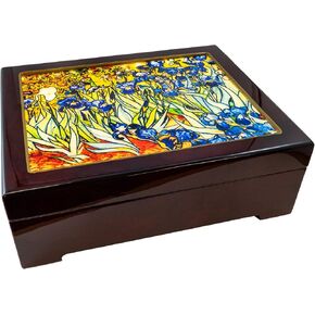 Illuminated Van Gogh Iris Flower Music Box by The San Francisco Music Box
