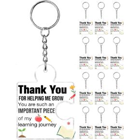 12 Pcs Teacher Appreciation Gifts in Bulk, Teacher Gifts from Students, Birthday Graduation Christmas Gift Ideas for Women Teachers, Thank You for Helping Me Grow Acrylic Puzzle Piece Keychains