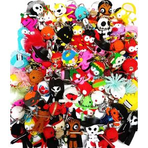 Padee Wholesale Bulk Random Lot 25 Pcs Voodoo Dolls Character Keychain Keyring Keyfob Ornament Hanging Bags Wallets Cars(25)