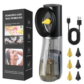 Upgraded Ear Wax Removal with Integrated Dual Tank, Ear Irrigation Flushing System with 4 Pressure Settings, 6 Nozzels, Long Last Usage Time Rechargeable Safe & Effective Earwax Cleaner, IPX7, Black