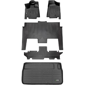 حصيلة Hafidi® Floor Floor Set & Cargo Liner مناسبة لعام 2021-2011 Dodge Grand Caravan 7 SEAT All Weather Protection TPE anti slip compult set liners accessories-Black