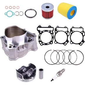 Big Bore Cylinder Piston Gasket Top End Kit Compatible with Suzuki LTZ 400 434cc 2003-2013, DR-Z400 2000-2015 Compatible with Kawasaki KFX400 2003-2006 11210-29F20-0F0 w/Filter Spark Plug