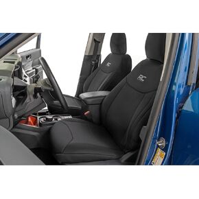Rough Country Neoprene Seat Covers for Ford Maverick (2022-2025) with Rear Folding Armrest - Waterproof & UV Resistant, Foam Padded, Front & Rear Seat Cover Set