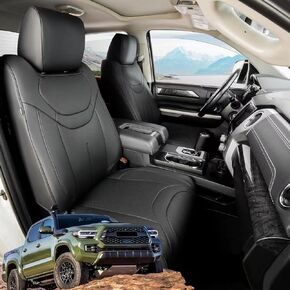 Seat Covers for Toyota Tundra: 2014-2021 Full Set Car Accessories, Custom Fit Faux Leather Black Truck Seat Protector for Toyota Tundra CrewMax Cab 2014 2015 2016 2017 2018 2019 2020 2021