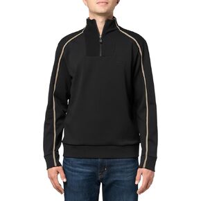 BOSS Men's Small Logo Cotton Blend Quarter Zip Sweatshirt