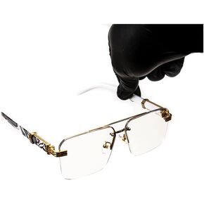 Street Knitted Men Women Designer Rimless Gold Frame Gray Marble Arm 90s Old School Rectangle Frameless Retro Trendy Cool Hip Hop Fashion Square Eye Glasses Clear Tint Glasses