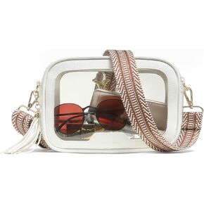 MHCNLL Clear Crossbody Bag Stadium Approved,Transparent Purse for Women with Guitar Strap, See Through Pouch for Concert