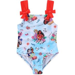 Disney Princess Girls UPF 50+ One Piece Bathing Suit for Toddler and Big Kids