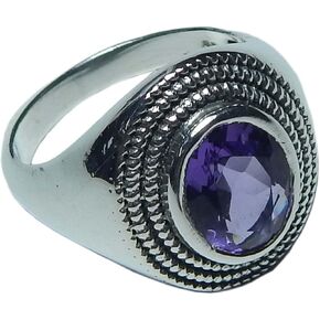 925 sterling Silver Gemstone Ring الطبيعية جمشت جملة البيضاوي المليئة بالوجه المجوهرات