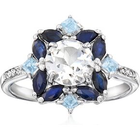 Ross-Simons 1.78 ct. t.w. White and Blue Topaz and .80 ct. t.w. Sapphire Ring in Sterling Silver