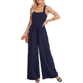 CUPSHE Women's Romper Square Neck Sleeveless Jumpsuit Straight leg Outfit Casual Dressy