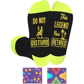 Retirement Socks for Men - Funny Retirement Gifts for Him Beach & Pension Design, One Size Cotton Socks with Gift Box - Retirement Party Favors, Celebration Gifts