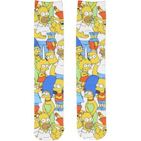 Hyp The Simpsons Men's Novelty Simpsons Family Collage All Over Print Sublimated Photoreal Crew Socks Shoe Size 6-12