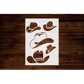 Cowboy Hats Western Stencil – 8.5 x 11 Inch Reusable Clear Plastic Template for Country Crafts, Farmhouse Decor, Painting, and DIY Art Projects