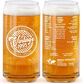 30th Birthday Gift For Men - Birthday Beer Gifts 20 Ounce 2-Sided Beer Can Glass (1 Count) - Vintage Glass for a 30 Year Old - Funny Glass Gift for His or Her 30th Birthday - Anniversary Party (1994)