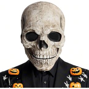 Skull Mask Terrifying Realistic Mysterious, Latex Skull Full Head Mask for Halloween Carnival Cosplay Party Props - Small Size