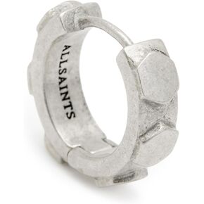 Men's Sterling Silver Hexagon Studded Huggie Single Earring