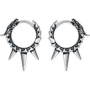 Proess Spike Hoop أقراط 925 Sterling Silver Dragon/Snake/Skull/Barbed Wire أقراط عيد ميلاد المجوهرات للنساء الرجال