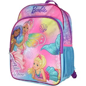 AI ACCESSORY INNOVATIONS Barbie Born To Dream 17" Mermaids and Fairies School Backpack Travel Laptop Book Bag with Padded Adjustable Straps