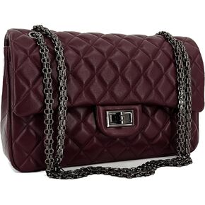 Quilted Leather Crossbody Bags for Women,Soft Lambskin Adjustable Double Chain Strap Shoulder Bag,Designer Flap Purse