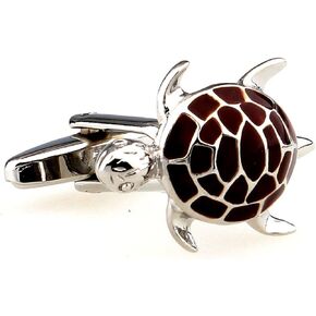 MRCUFF Turtle Tortoise Pair Cufflinks in a Presentation Gift Box & Polishing Cloth