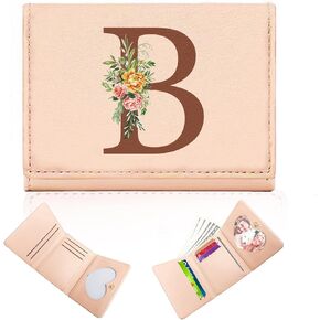 Wallet for Girls Women,Girls Wallets for Kids 8-10,Trifold Leather Teen Girl Wallet Organizer,Cute Front Pocket Wallets with 7 Card Slots & Heart ID Window,Birthday Gifts for Mom Sister Initial K
