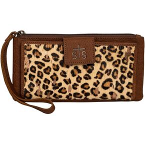 STS Ranchwear Womens Great Plains Haley Leopad Print Leather Zip Around Wallet