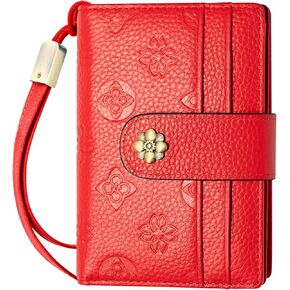 Small Wallet for Women RFID Blocking Leather Trifold Compact Card Wallets Ladies Wristlet Purse with Zipper Coin Pocket ID Window