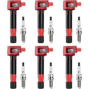 Set of 6 Iridium Spark Plug and Ignition Coil Kit UF603, Compatible with 2008 2009 2010 2011 2012 2013 2014 Odyssey Accord Crosstour RL TL TSX,Replaces OE# UF624,UF603,5C1681,IC693, IC727, C1665