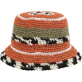 Handmade Crochet Bucket Hat Colorful Beanie Hat Wide Brim Fisherman Cap for Outdoor Summer Camping Climbing Hiking Multicoloured