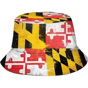 Cute Maryland Flag Bucket Hat Women Men Summer Travel Sun Beach Cap Outdoor USA Flag Fisherman Hat