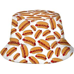 Hot Dog Bucket Hat Funny Summer Foldable Fisherman Cap for Fishing Beach Outdoor